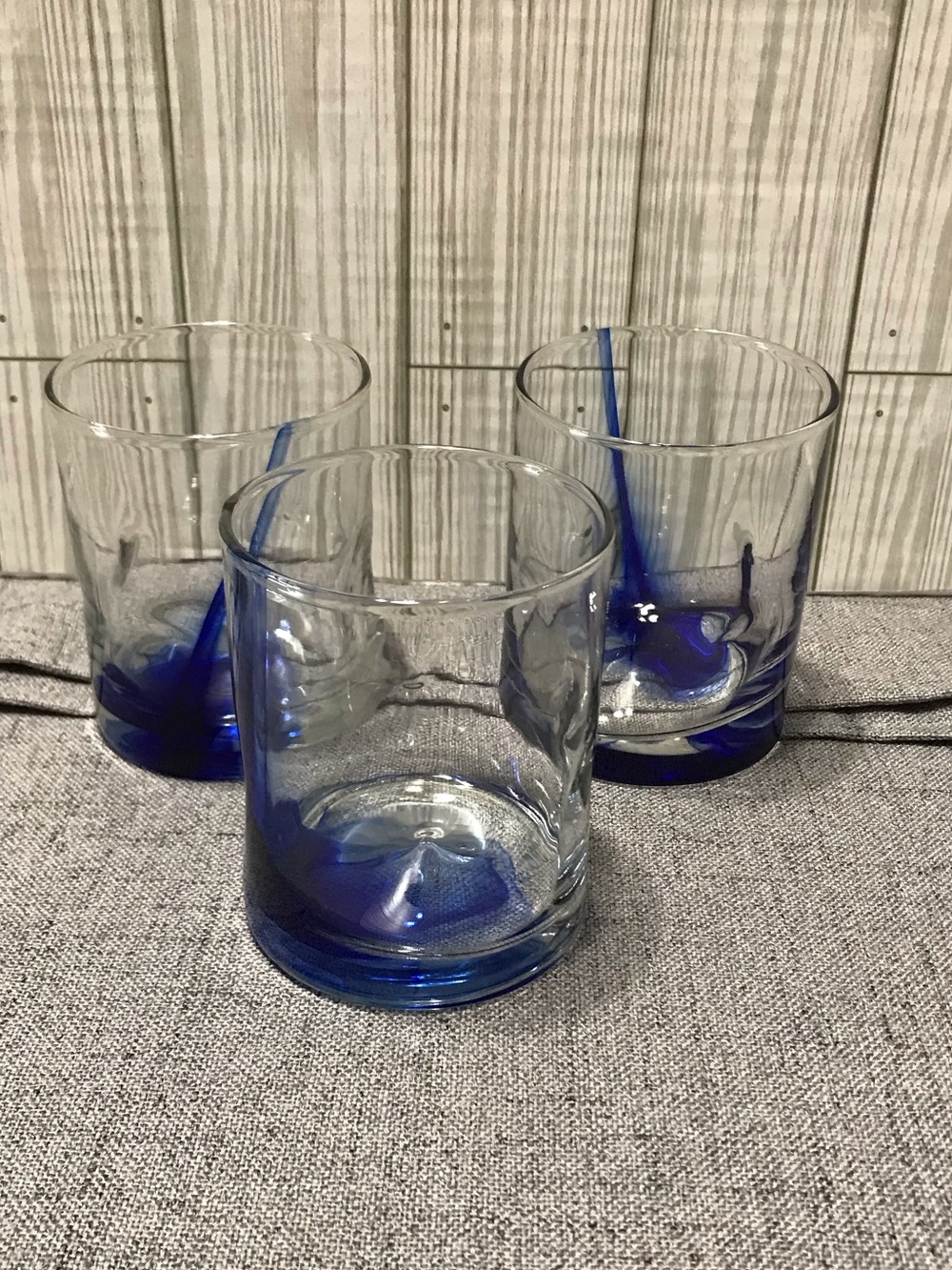Libbey set of 3 Blue Ribbon Impressions Rocks glasses